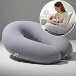 U-подібна подушка для вагітних та годування SeiDesign 30 x 190 см, трикотаж, гіпоалергенна, бавовняна наволочка на блискавці, сіро-бежева - фото 22
