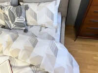 Постільна білизна Вітраж Ранфорс Gofre, бежево-сірий геометричний принт - фото 10