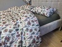 Комплект постільної білизни Ялинкихакі Turkish Flannel 5D білий з ялинками - фото 5