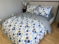 Комплект постільної білизни Юлій Turkish Cotton, двосторонній, білий з яскравими колами