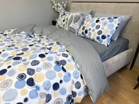 Комплект постельного белья Юлй Turkish Cotton, двусторонний, белый с яркими кругами - фото 17