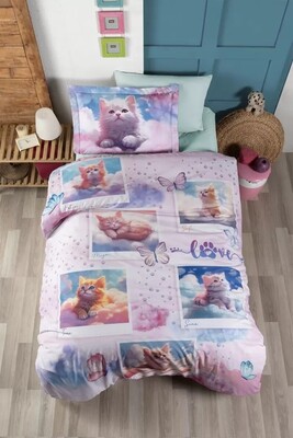 Комплект постільної білизни First Choice Cute Cats, 1.5-спальний, ранфорс Digital Exclusive