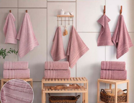 Набір 3 рушники Gursan Cotton Micro Delux, 50x90 см, Equal Set Pudra