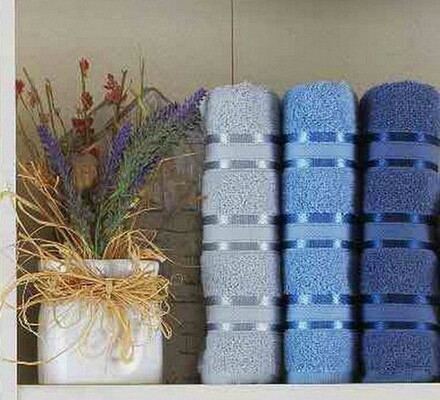 Набір рушників 3 шт Gursan Cotton Stripe Mikro Delux 50x90 (Stripe-Blue)