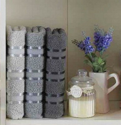 Набор полотенец 3 шт Gursan Cotton Stripe Mikro Delux 70x140 (Stripe - Grey)