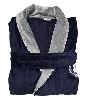 Халат чоловiчий велюр-махра розмір 3XL Dark-Blue ТМ Gursan 