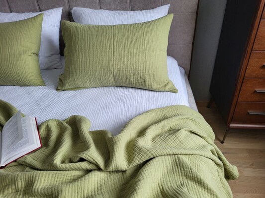 Комплект постельного белья Herbal  White из мягкого 4-слойного муслина, 100 хлопок, ТМ Комфорт-текстиль,