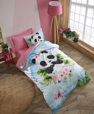 Комплект постільної білизни Panda, Junior Jodi Pembe, полуторний, ранфорс, ТМ Cotton Box