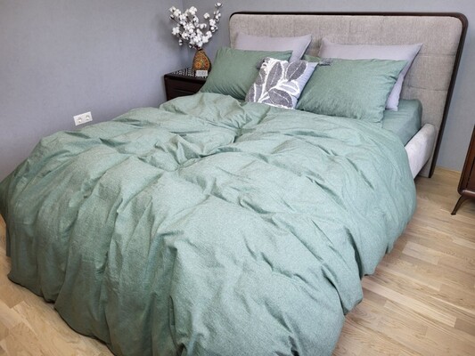 Комплект постельного белья Вареный хлопок, Forest Green Washed Cotton W1151