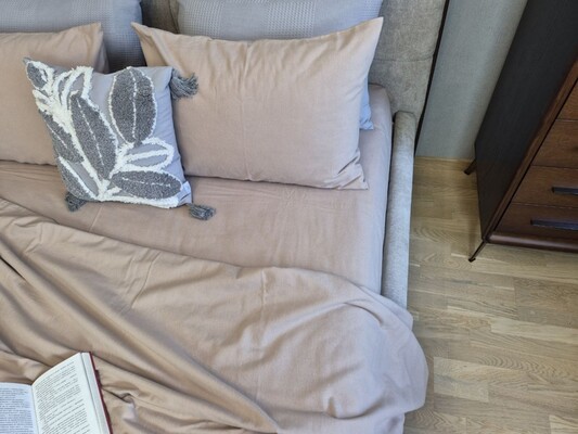 Комплект постільної білизни Темний беж Turkish Flannel тауп S122