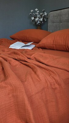 Муслінове покривало Shine Terracotta зі 100% бавовни, ТМ Комфорт-текстиль