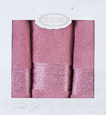 Набор из 3-х махровых полотенец Gulcan Cotton Ornament pudra