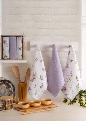 Набор кухонных полотенец Nilteks Velora Lila, 3 шт, 40x60 см