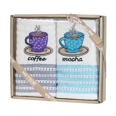 Набор кухонных полотенец вафельных, 2 шт. 50 x 70 см., Simona Cup Coffee-3, ТМ Nilteks, Турция
