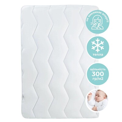 Одеяло детское 100 x 135 см в кроватку, зигзаг белое, Comfort ТM PAPAELLA