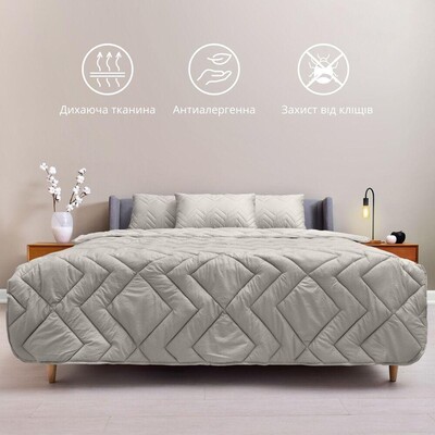 Одеяло NORDIC COMFORT всесезонное полуторное 140 x 210 см, серый перламутр ТМ IDEIA  
