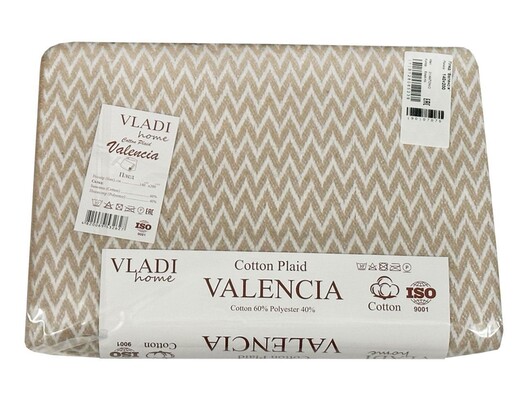 Плед бавовняний Валенсія 170 x 210 ТМ Vladi (ANTONIO пісочний)