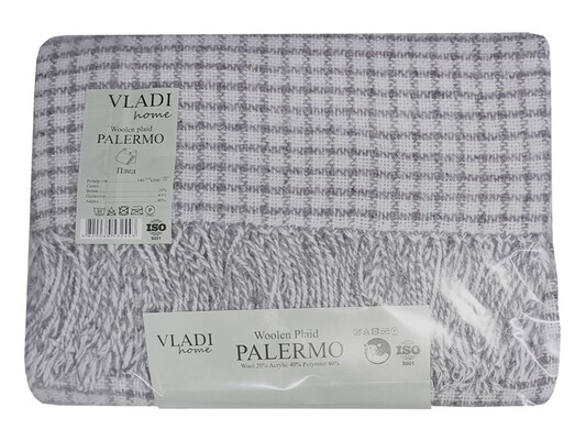 Плед Palermo 140 x 200 см полуторный, 37SVELIA белый дымчатый, ТМ Vladi