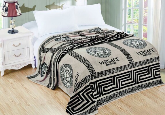 Плед Versace Medusa, микрофибра, 150 x 210 см, полуторный, Велсофт СПЛ-118, ТМ Sofia