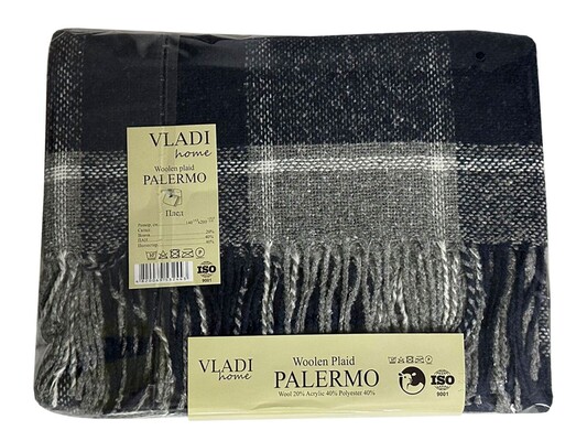 Плед Palermo 140 x 210 см полуторный, 07SOFA бел-дым-св.антр, ТМ Vladi