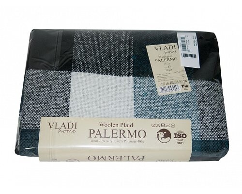 Плед Vladi Palermo 14 шерсть 2080 (08PICTOR белый-мор.вол-черн)