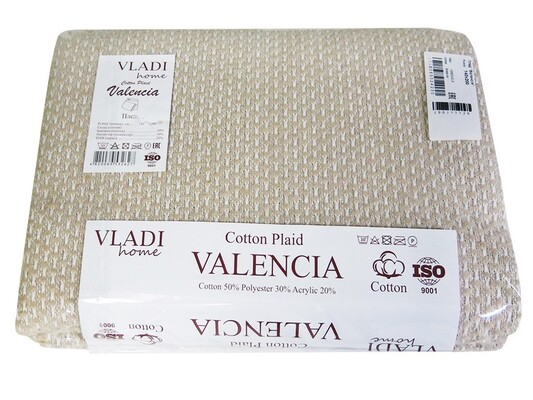 Плед Vladi Валенсия 140x200 (BOUCLE бел-беж)