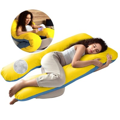 Подушка U-shape, П-подібна для вагітних і відпочинку ТМ IDEIA 140x75x20 см жовто/блакитна