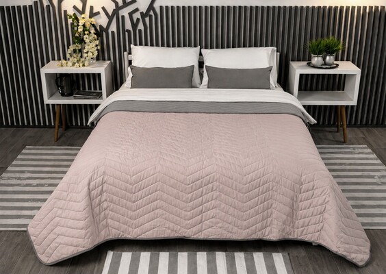 Покривало 180x210 см ArCloud ZigZag - Peach Whip+Porpoise, стьобане, двостороннє, в сумці