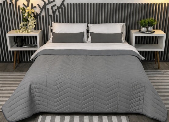 Покривало 200x220 см ArCloud ZigZag - Light grey+Gull, стьобане, двостороннє, в сумці