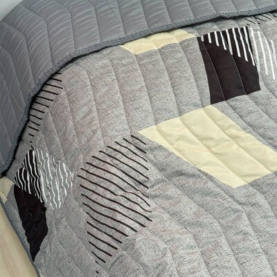 Покрывало 180x210 см ArCloud ZigZag - Light greyPrinted 8208-4, стеганое, двухстороннее, в сумке