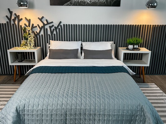 Покривало ArCloud 140 x 215 стьобане двостороннє в сумцi (Romb - GreyIndian Teal)