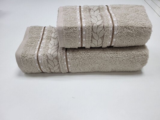 Полотенца махровые 2 шт VIP COTTON FILIZ, беж