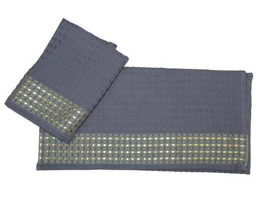 Вафельное полотенце 40x60 см Texteria Графит Gold, с золотой каймой