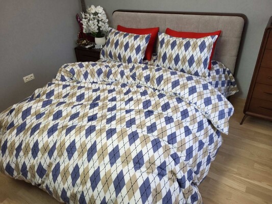 Комплект постільної білизни Ромб синій, Turkish flannel
