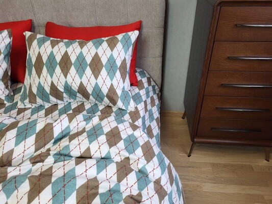 Комплект постельного белья Ромб зеленый, Turkish flannel