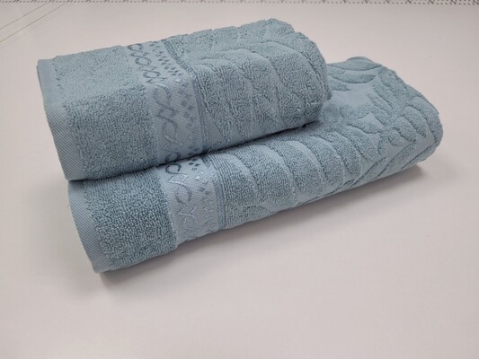 Полотенца махровые жаккардовые LUX COTTON AKASYA, 100 хлопок 520 гм2, бирюза, ТМ Gulcan