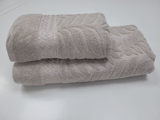 Полотенца махровые жаккардовые LUX COTTON AKASYA, 100 хлопок 520 гм2, песочные, ТМ Gulcan