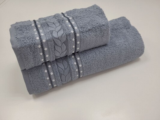 Полотенца махровые VIP COTTON FILIZ-N, 100 хлопок 520 гм2, джинс, ТМ Cestepe
