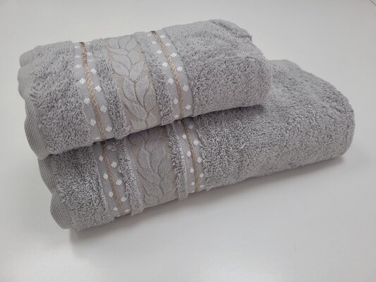 Полотенца махровые VIP COTTON FILIZ-N, 100 хлопок 520 гм2, серые, ТМ Cestepe