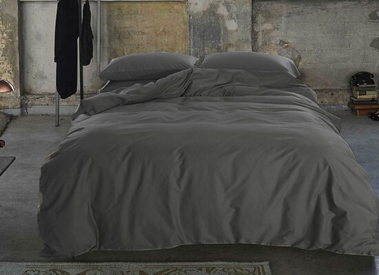 Комплект постельного белья Сатин однотонный DARK GREY, №240