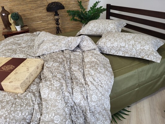 Комплект постільної білизни Сатин PREMIUM, MUSCAT OLIVE