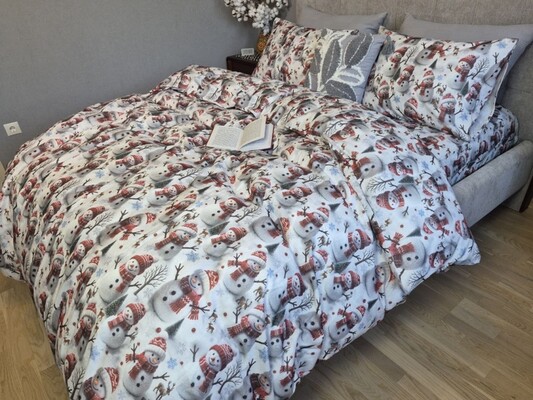 Комплект постільної білизни Сніговики, Turkish flannel 5D