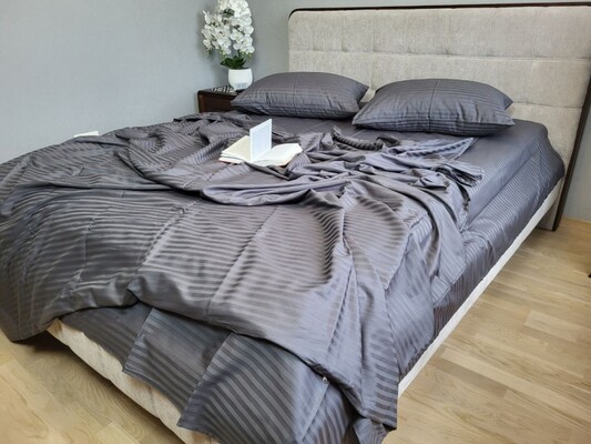 Комплект постільної білизни Stripe LUX GRAY SHADOW 1/1см