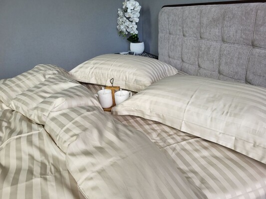 Комплект постельного белья Stripe PREMIUM, BEIGE 2/2см