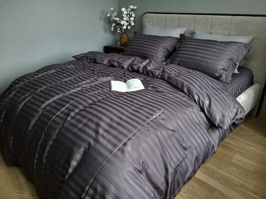 Комплект постільної білизни Stripe PREMIUM, ROYAL GRAY 2/2см