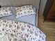 Комплект постільної білизни Новорічна Нічблакитний Turkish Flannel 5D білий з будиночками