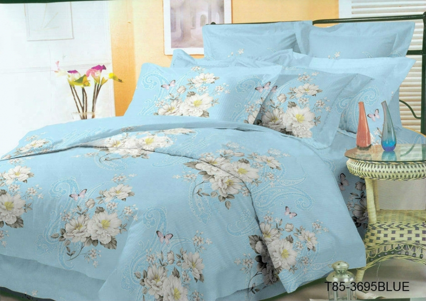 Комплект постельного белья 3695-BLUE, микросатин - изображение 1