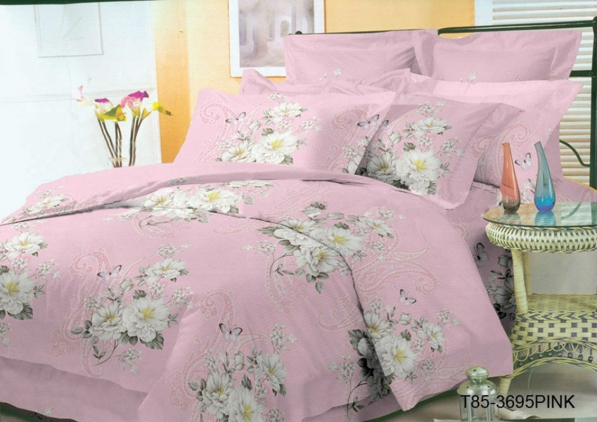 Комплект постельного белья 3695-PINK, микросатин - изображение 1