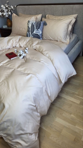 Комплект постельного белья однотонный BEIGE 0060, Сатин 100 Хлопок, ТМ Комфорт-текстиль - изображение 6