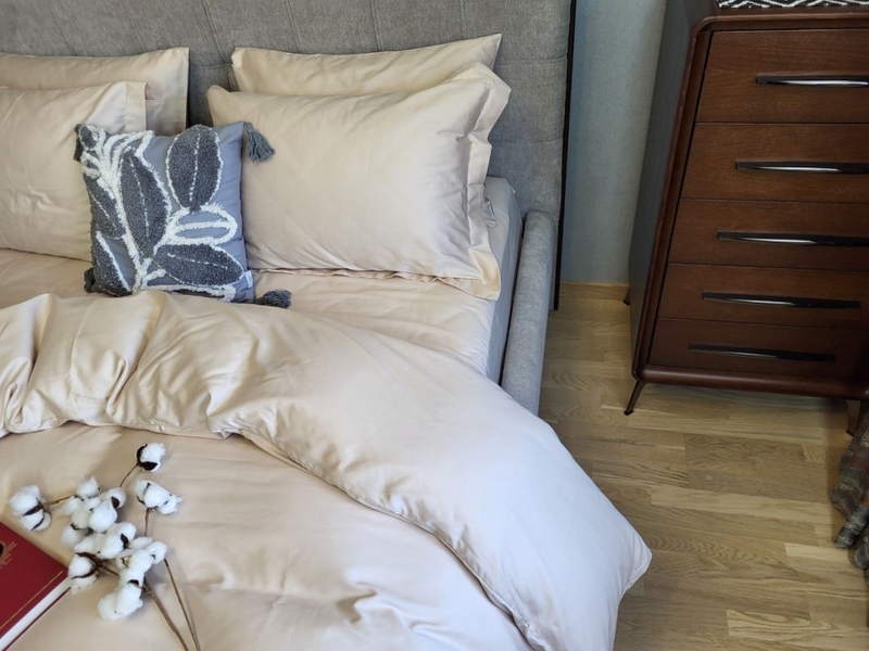 Комплект постельного белья однотонный BEIGE 0060, Сатин 100 Хлопок, ТМ Комфорт-текстиль - изображение 7